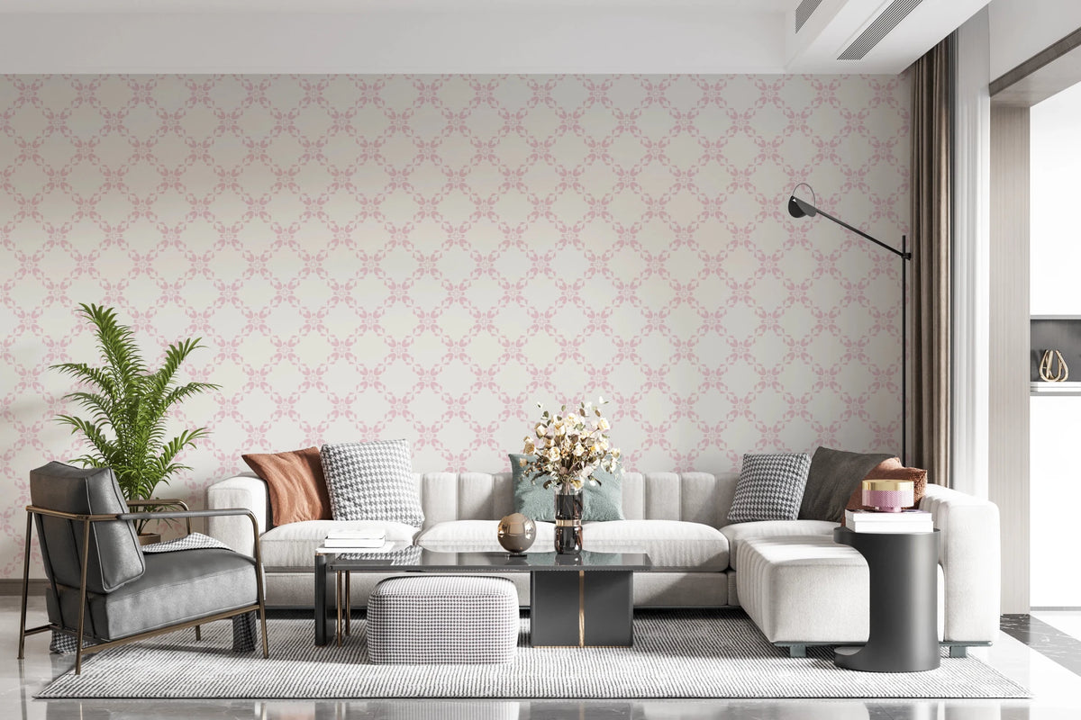 Pink Petal Lattice Wallpaper with Elegant Repeating Motif