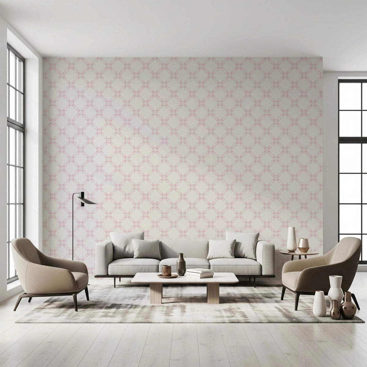 Pink Petal Lattice Wallpaper with Elegant Repeating Motif