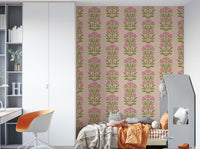 A wall mural of a floral pattern.

