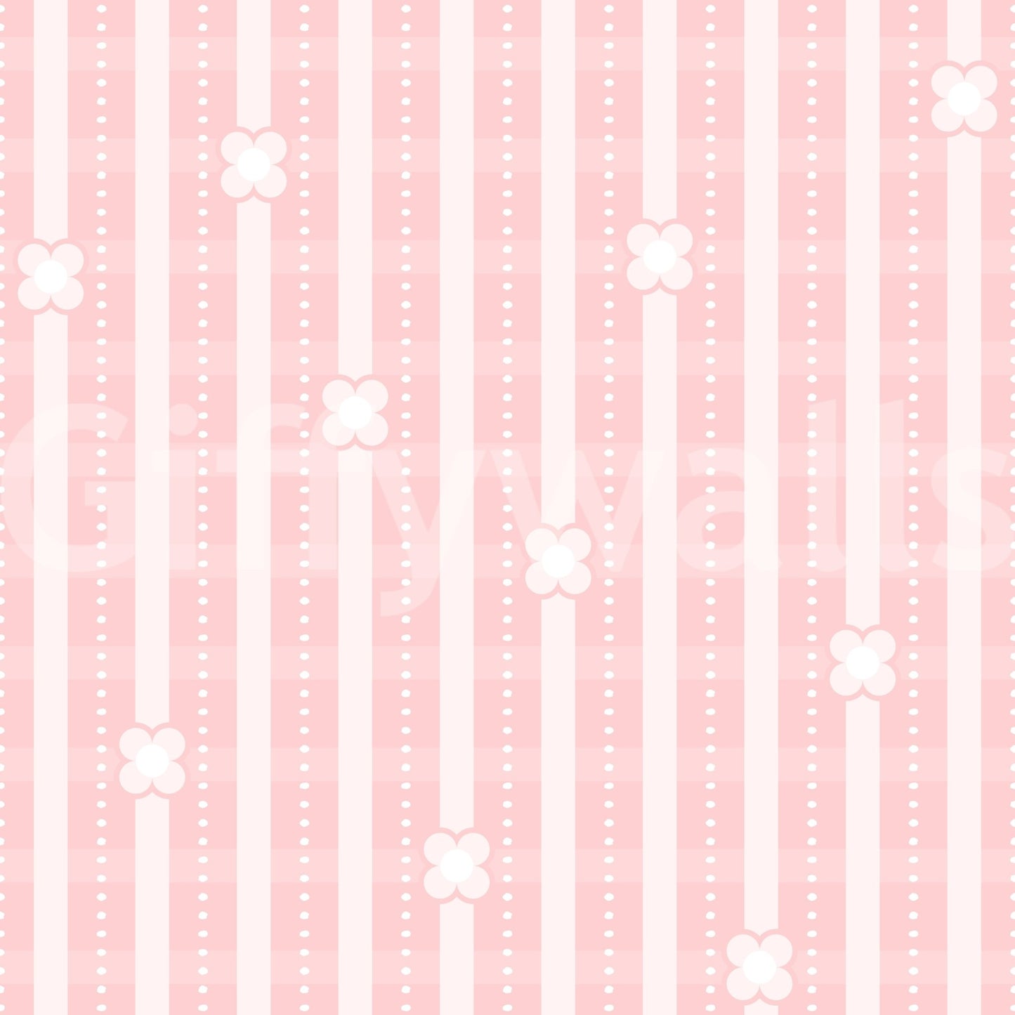 Patterned feature wall using the Pink Petals & Stripes Wallpaper design.