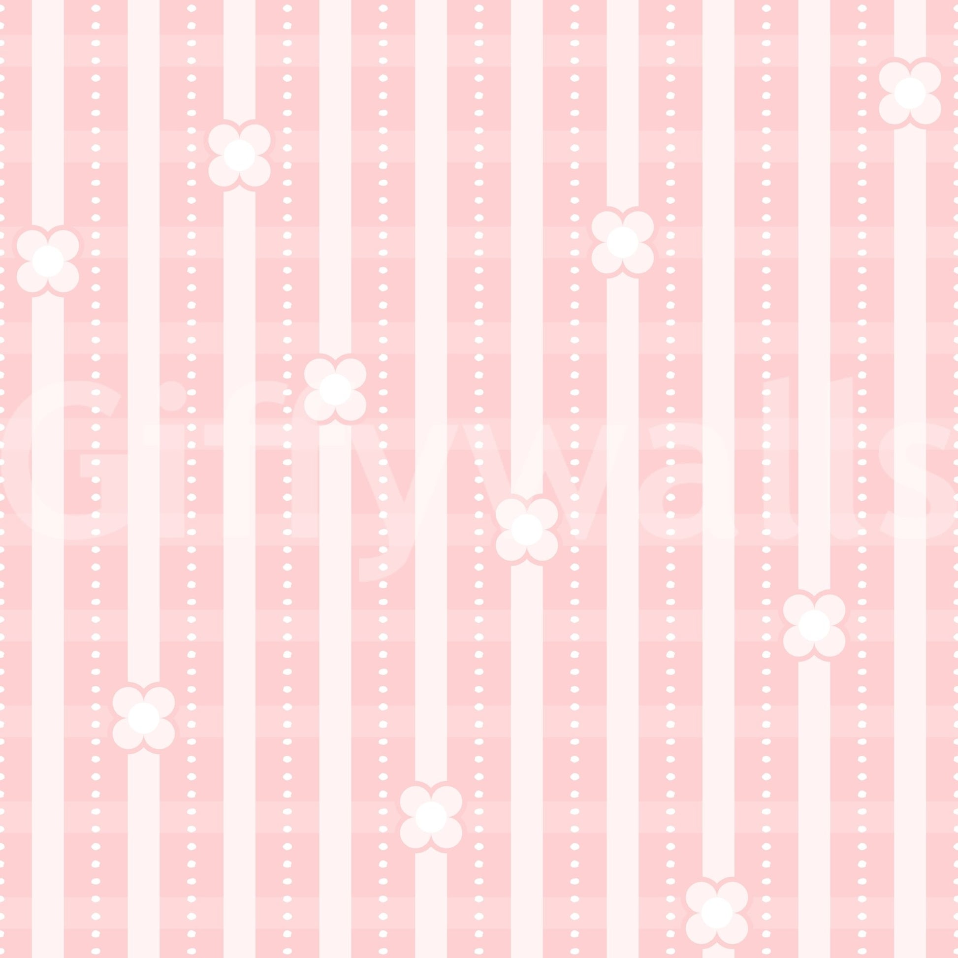 Patterned feature wall using the Pink Petals & Stripes Wallpaper design.