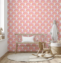 Playful pink rainbow wall art for kids
