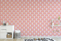 Pink rainbow wallpaper for kids' room