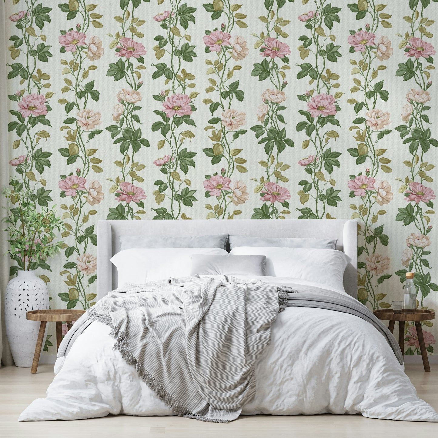 Pink Rose Vines Wallpaper⁠