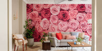 Soft pink floral wall mural
