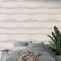 A full-wall mural of a serene sky scene.
