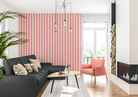 Sunlit seating area with Pink Stripe Delight Wallpaper and a warm modern touch, GD8902