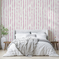 Pink stripes wallpaper with a hand-drawn design

