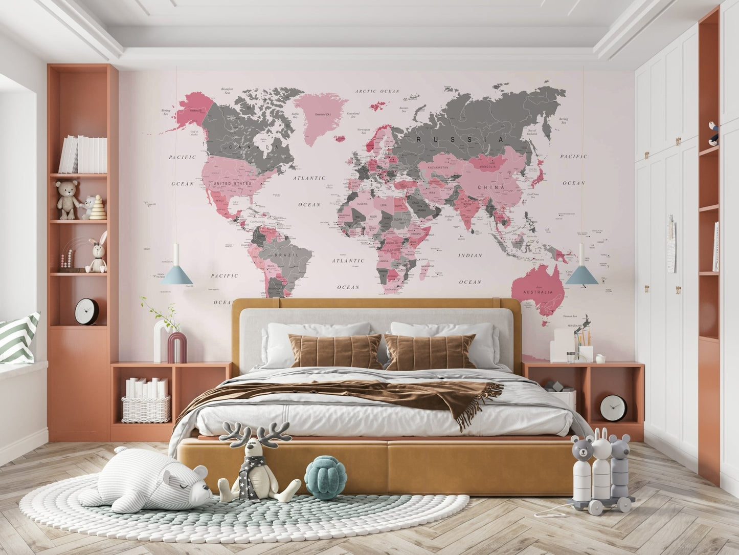 Pink Tinge Atlas: Explore the Globe Wall Mural