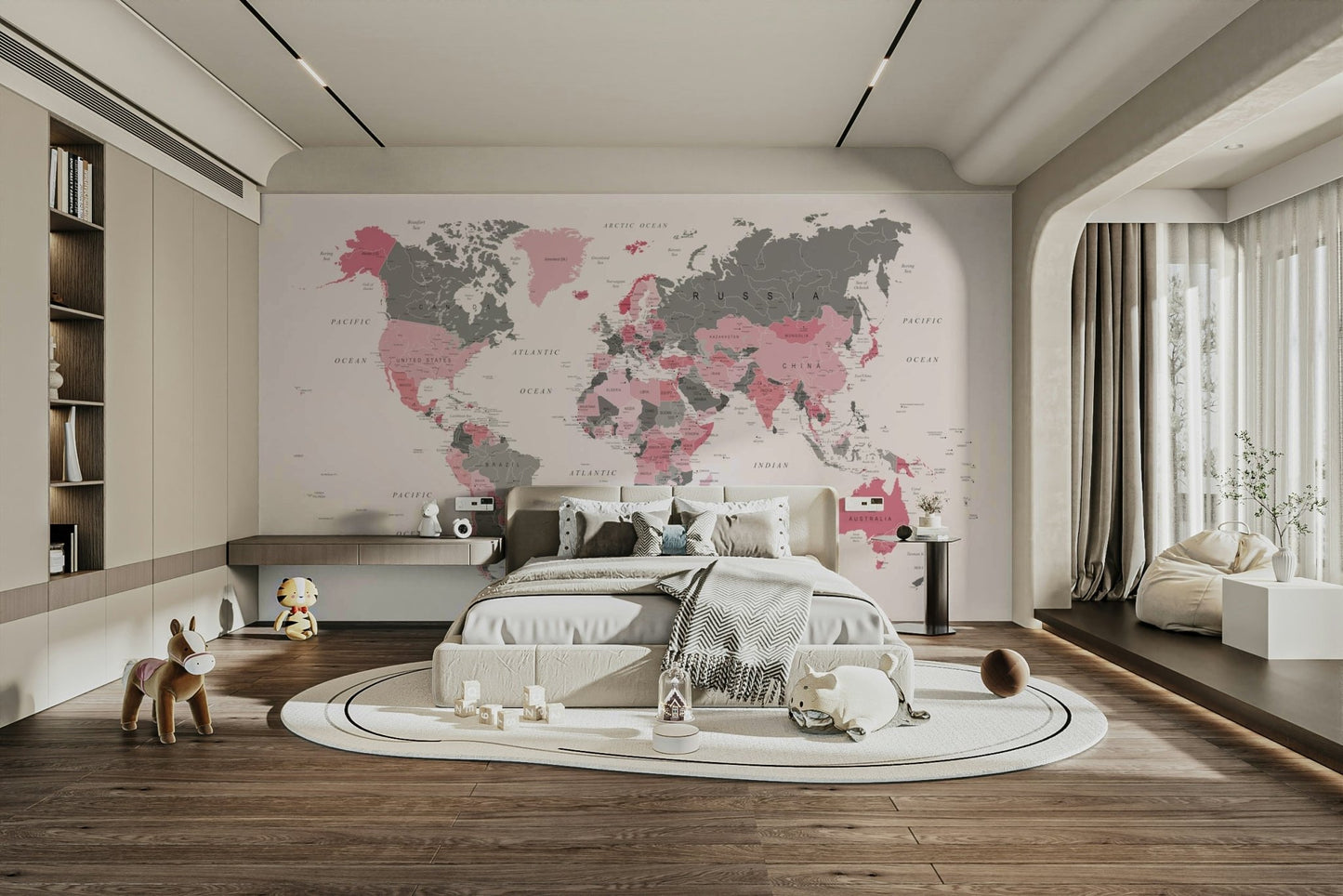 Pink Tinge Atlas: Explore the Globe Wall Mural