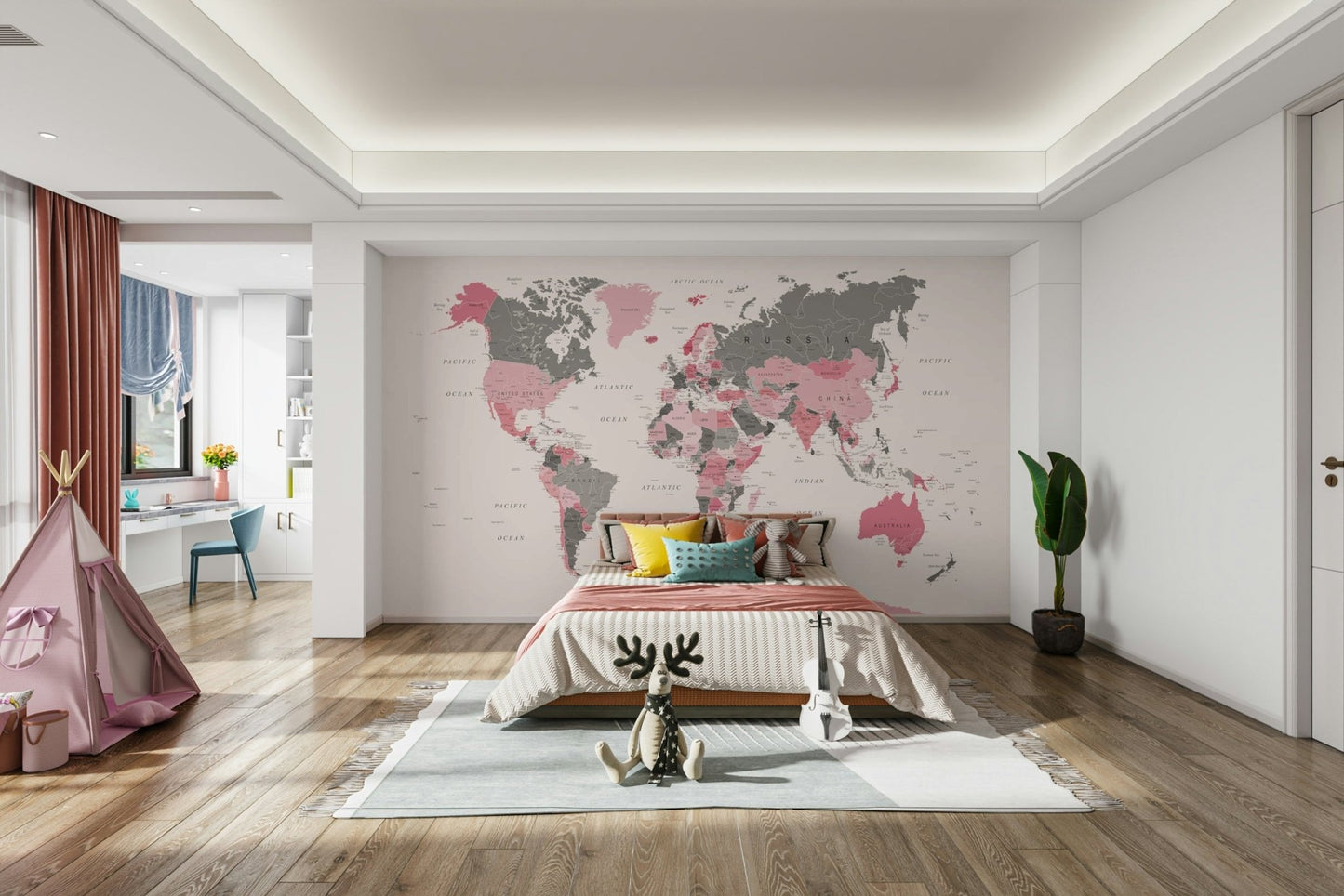 Pink Tinge Atlas: Explore the Globe Wall Mural