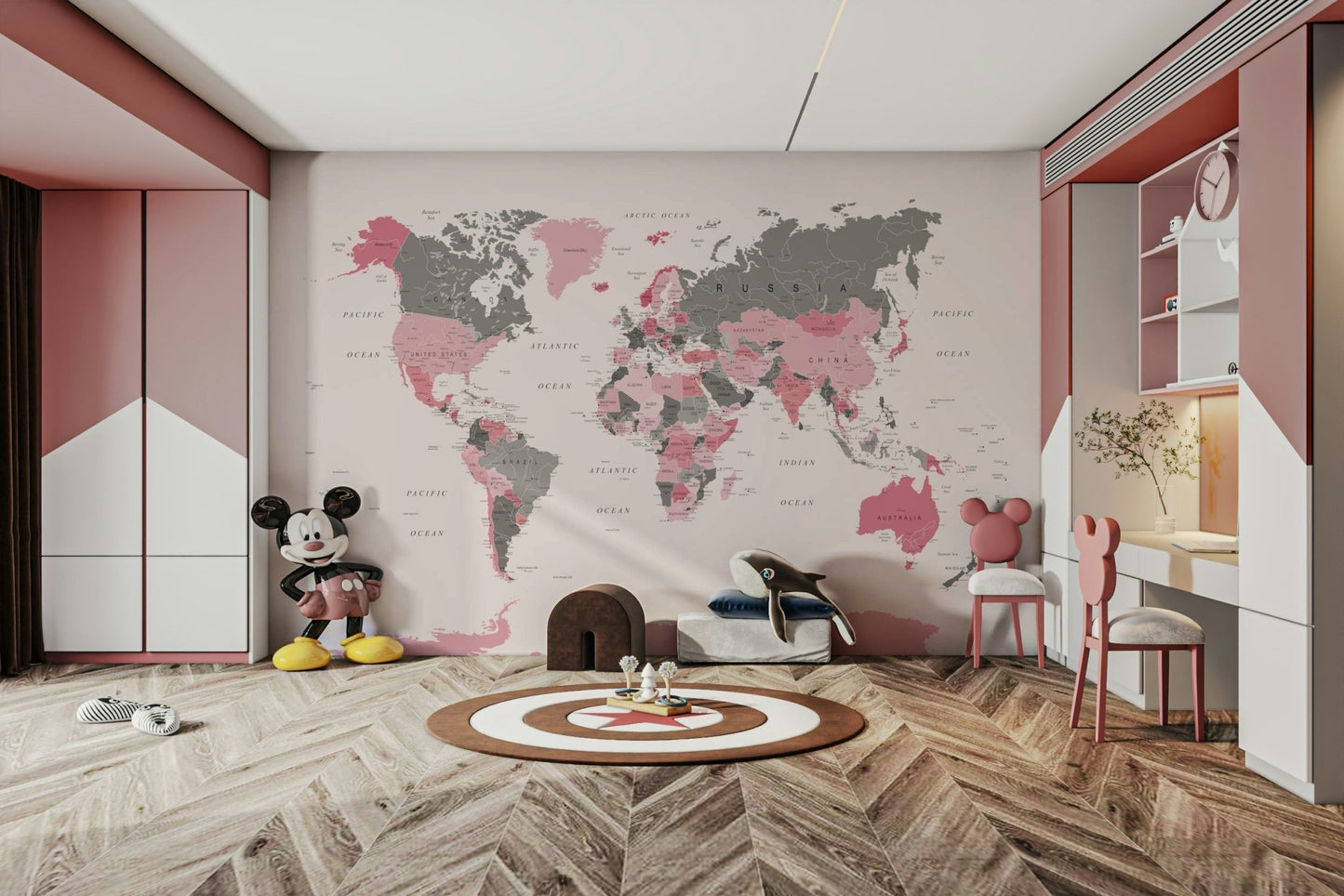 Pink Tinge Atlas: Explore the Globe Wall Mural