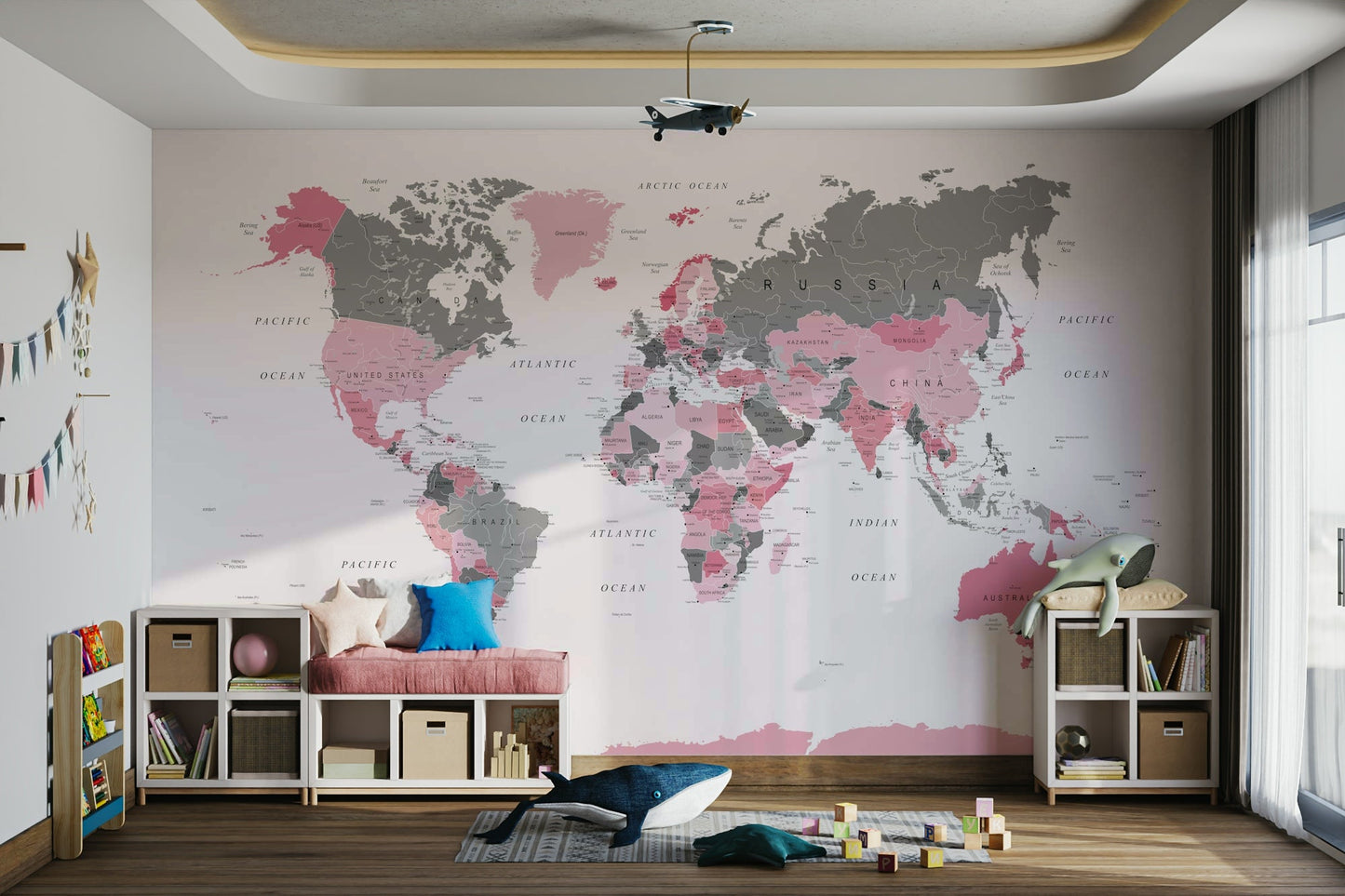 Pink Tinge Atlas: Explore the Globe Wall Mural