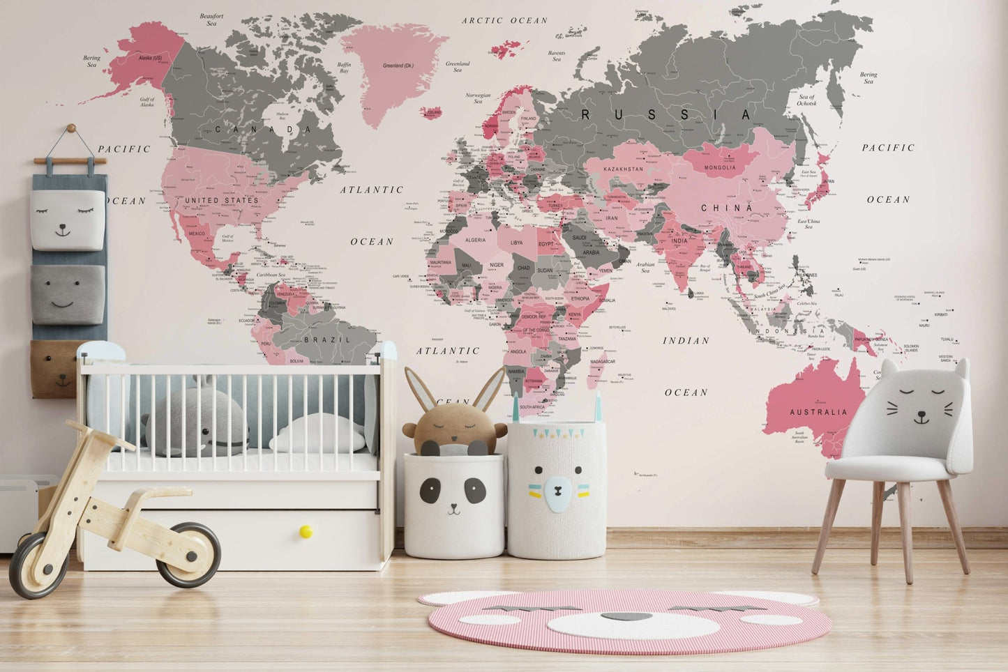 Pink Tinge Atlas: Explore the Globe Wall Mural