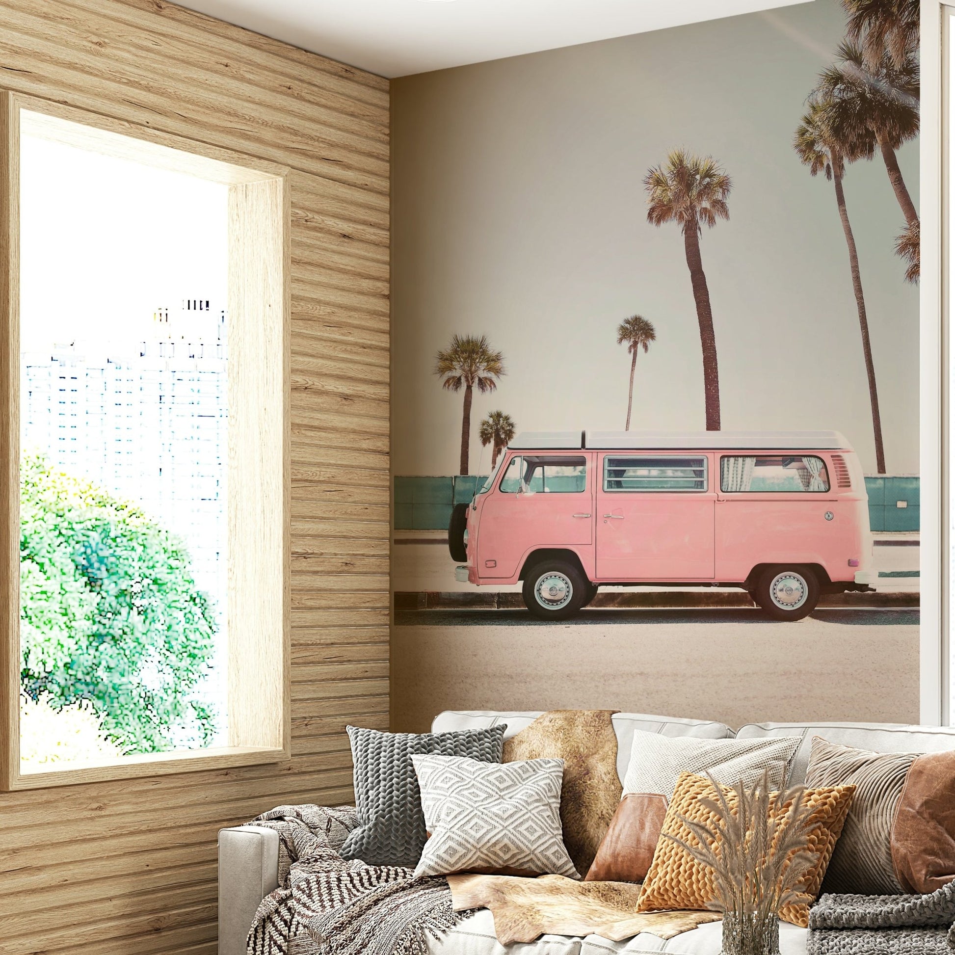 vintage pink camper van design

