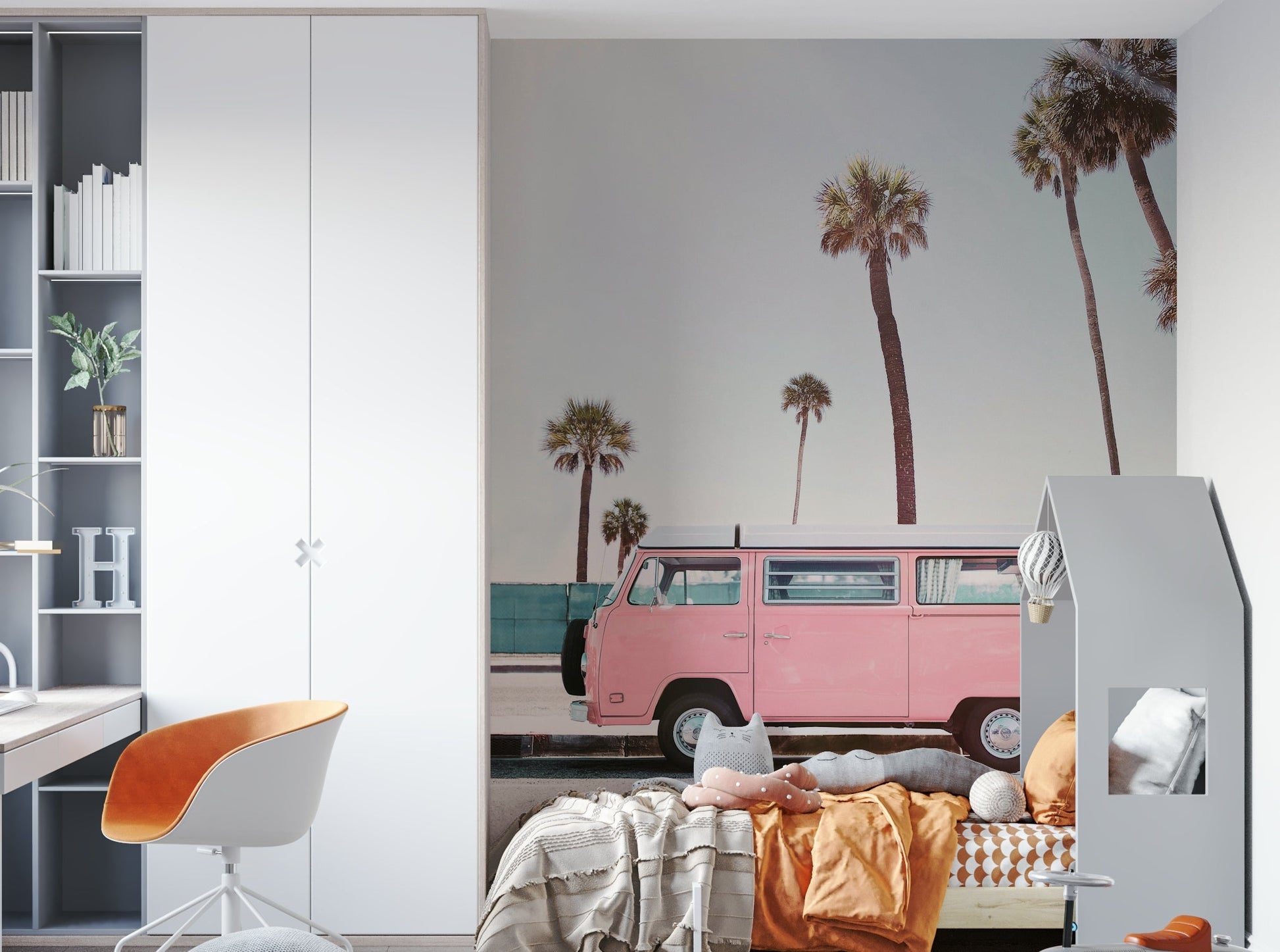 retro van in a peaceful landscape

