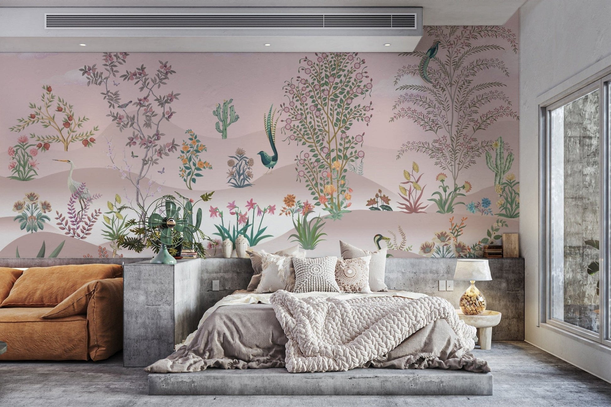 Elegant botanical wallpaper with cacti
