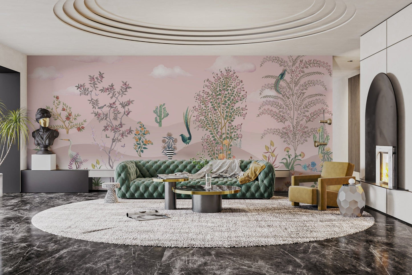 Beautiful botanical desert wallpaper mural