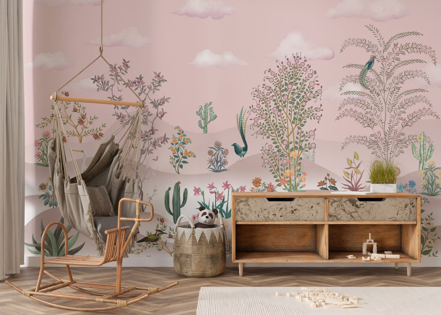 Vintage floral desert wallpaper mural
