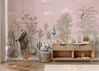 Vintage floral desert wallpaper mural
