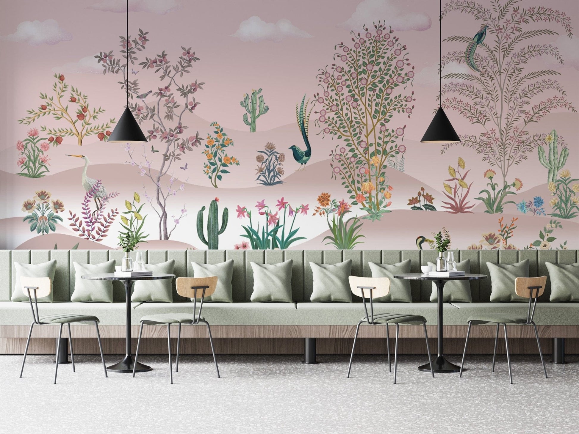 Botanical wallpaper with desert flowers
