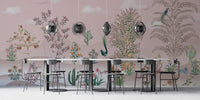 Desert floral wallpaper with pastel tones
