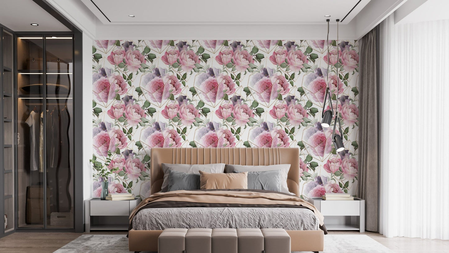 Soft Watercolor Flower Repeat Wall Decor