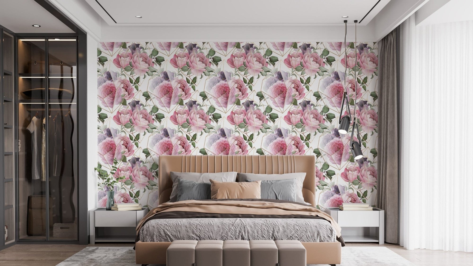Soft Watercolor Flower Repeat Wall Decor B218