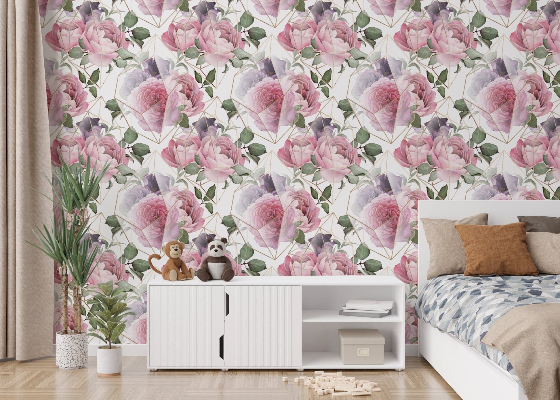 Watercolor Flower Pattern Wall Mural