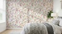 Botanical Pink Watercolor Meadow wall mural with garden vibes.