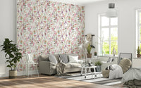Elegant Pink Watercolor Meadow wall mural displaying spring meadow.