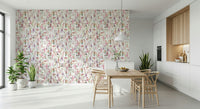 Pastel Pink Watercolor Meadow peel and stick wallpaper accents.