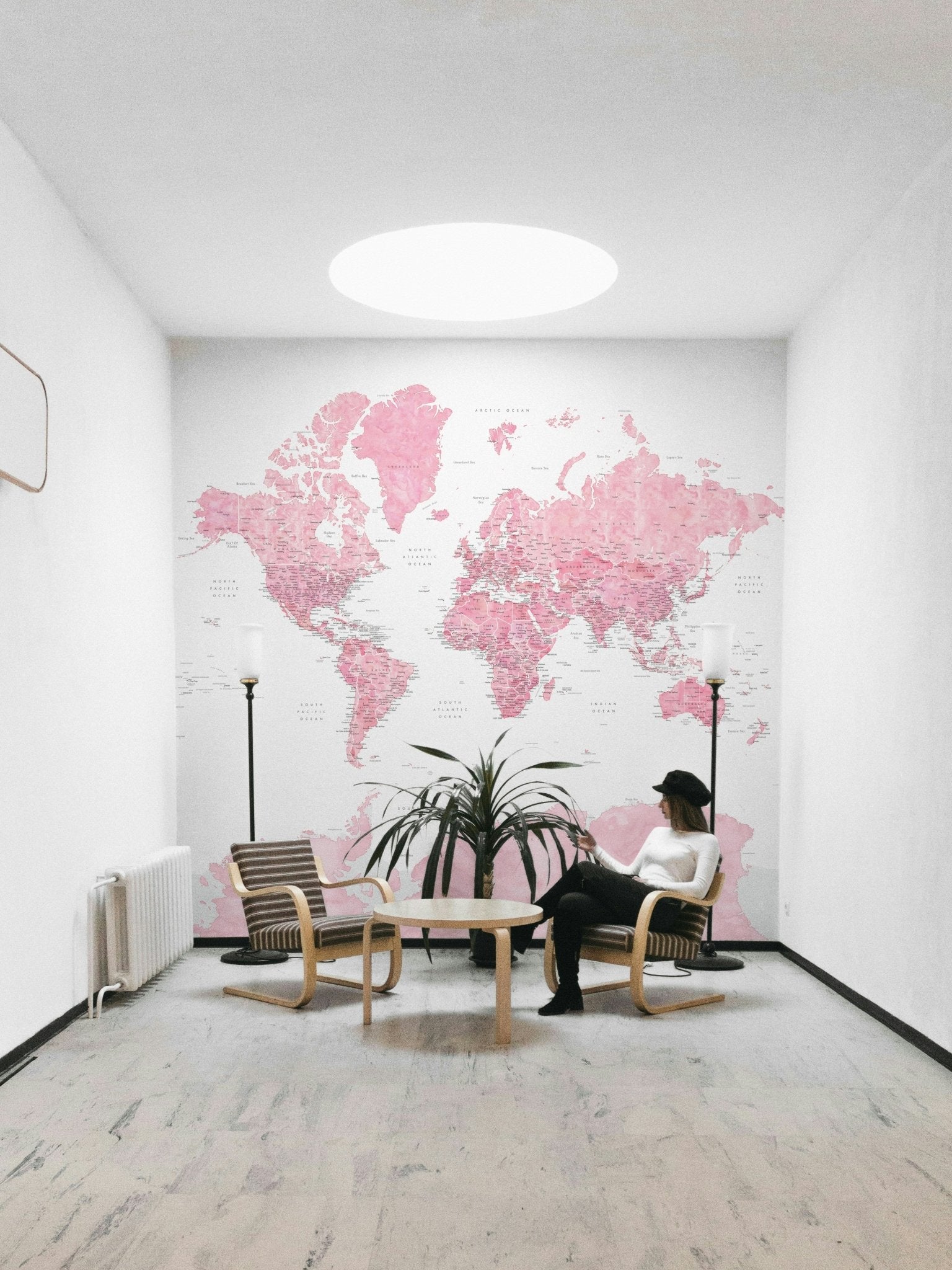 Watercolor map in soft pink tones

