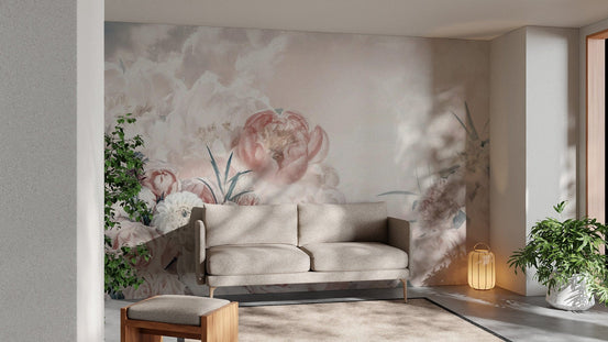 Pink White Flower Wallpaper Mural C495