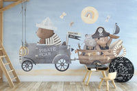Pirate Bear Adventure Kids Room Wall Mural - Giffywalls, B328