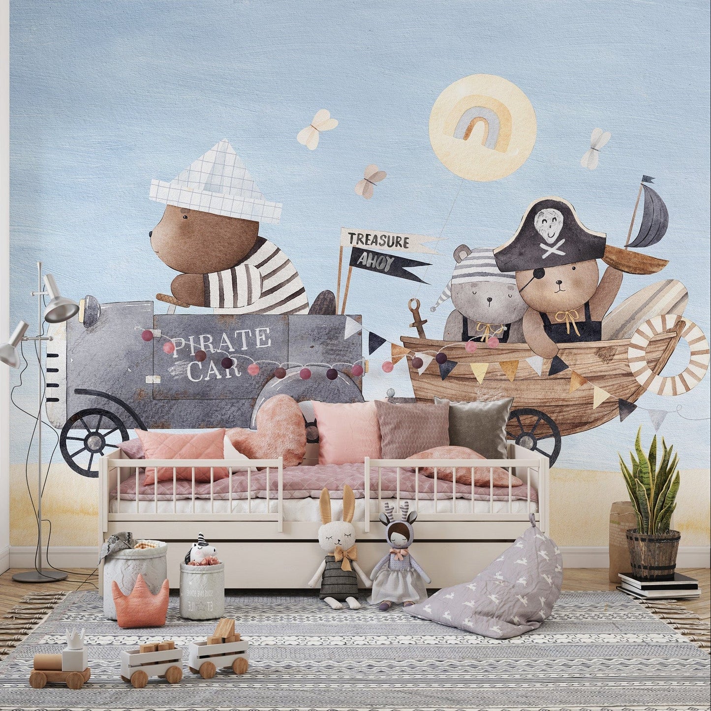 Pirate Bear Adventure Kids Room Wall Mural - Giffywalls, B328