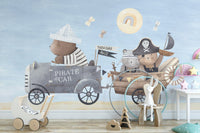 Pirate Bear Adventure Kids Room Wall Mural - Giffywalls, B328
