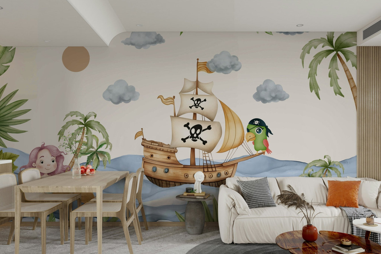 Mural wallpaper of a pirate cove adventure

