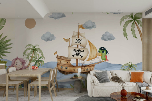 Mural wallpaper of a pirate cove adventure

