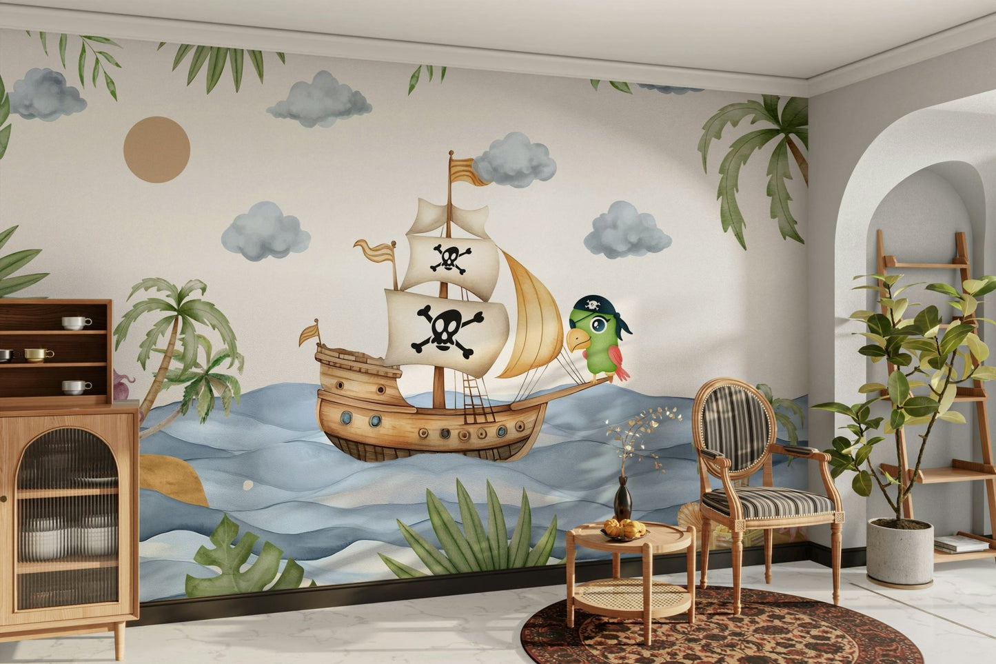 View of a pirate ship and palm trees GD4307

