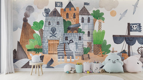 Pirate fortress adventure wallpaper mural, C219