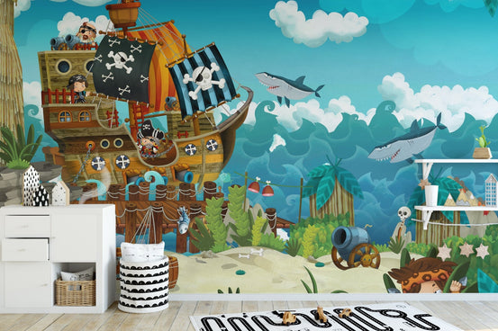 Pirates On The Sea Kids Wallpaper Mural A171