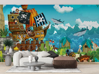 Pirate and sea wallpaper mural for children