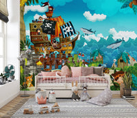 Pirates on the sea kids wallpaper mural