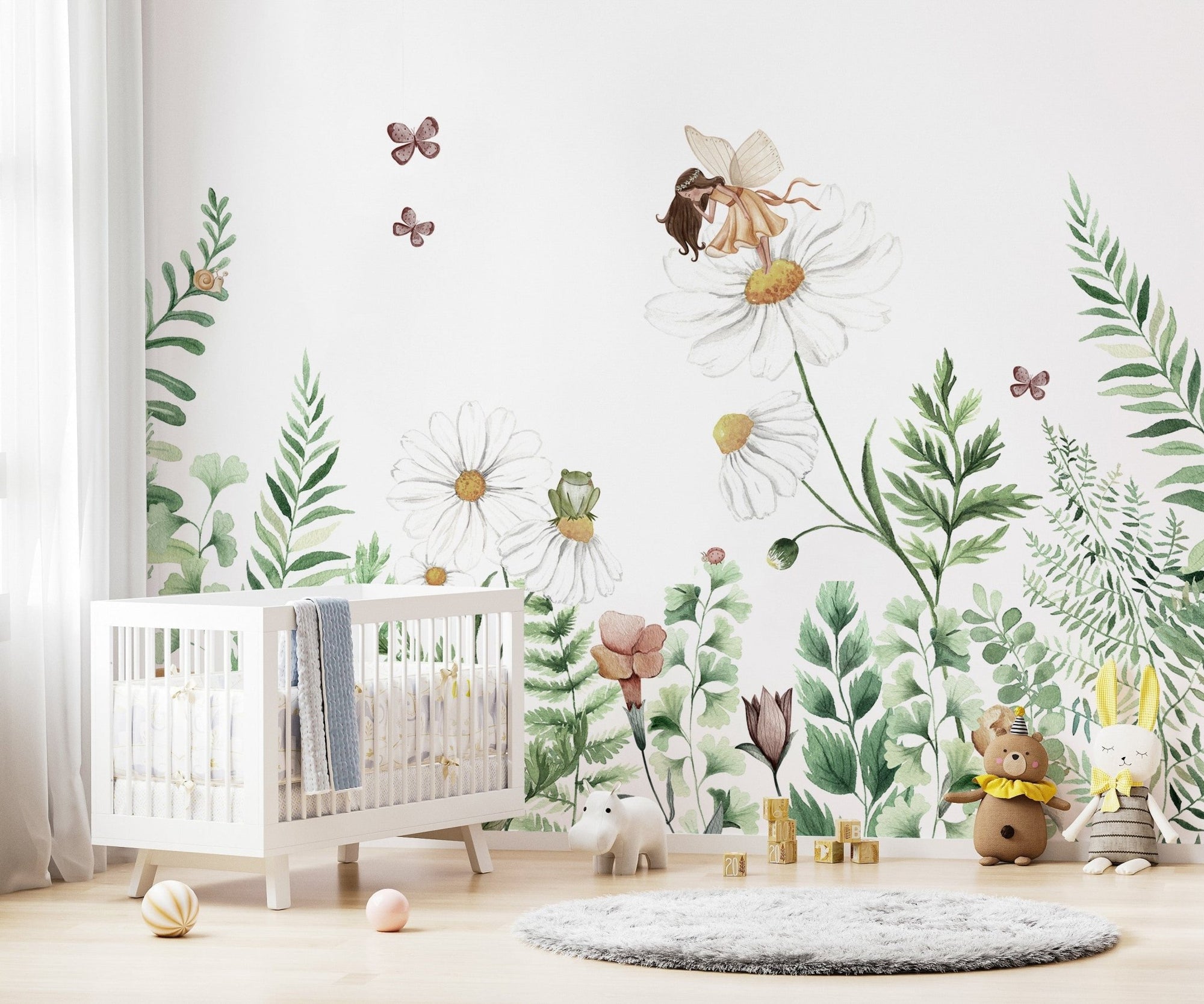 Fairy garden flowers wallpaper murals with whimsical design KB23