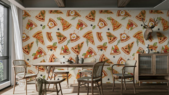 pizza time wallpaper for cozy cafes GD075