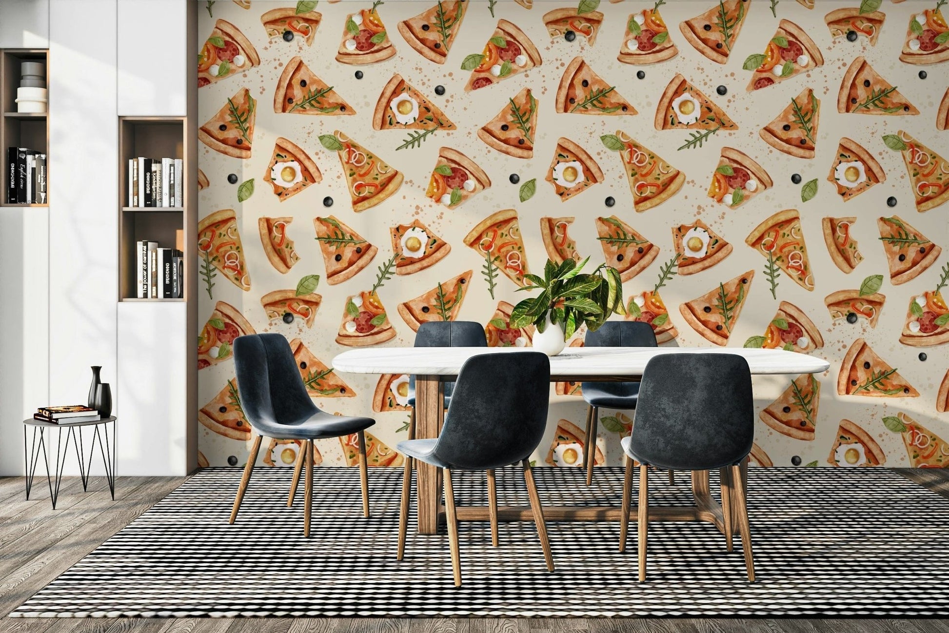 wall murals of pizza for cafe vibes