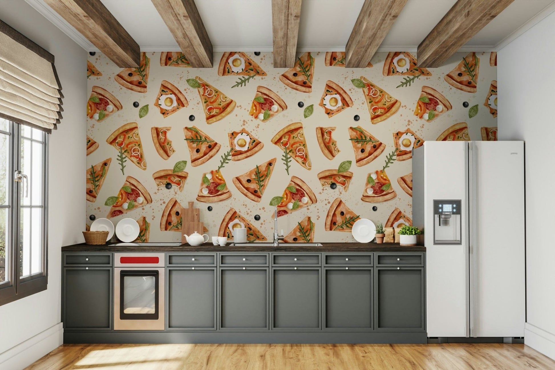 pizza pattern wallpaper for cafe wall
