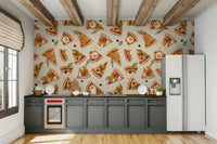 pizza pattern wallpaper for cafe wall
