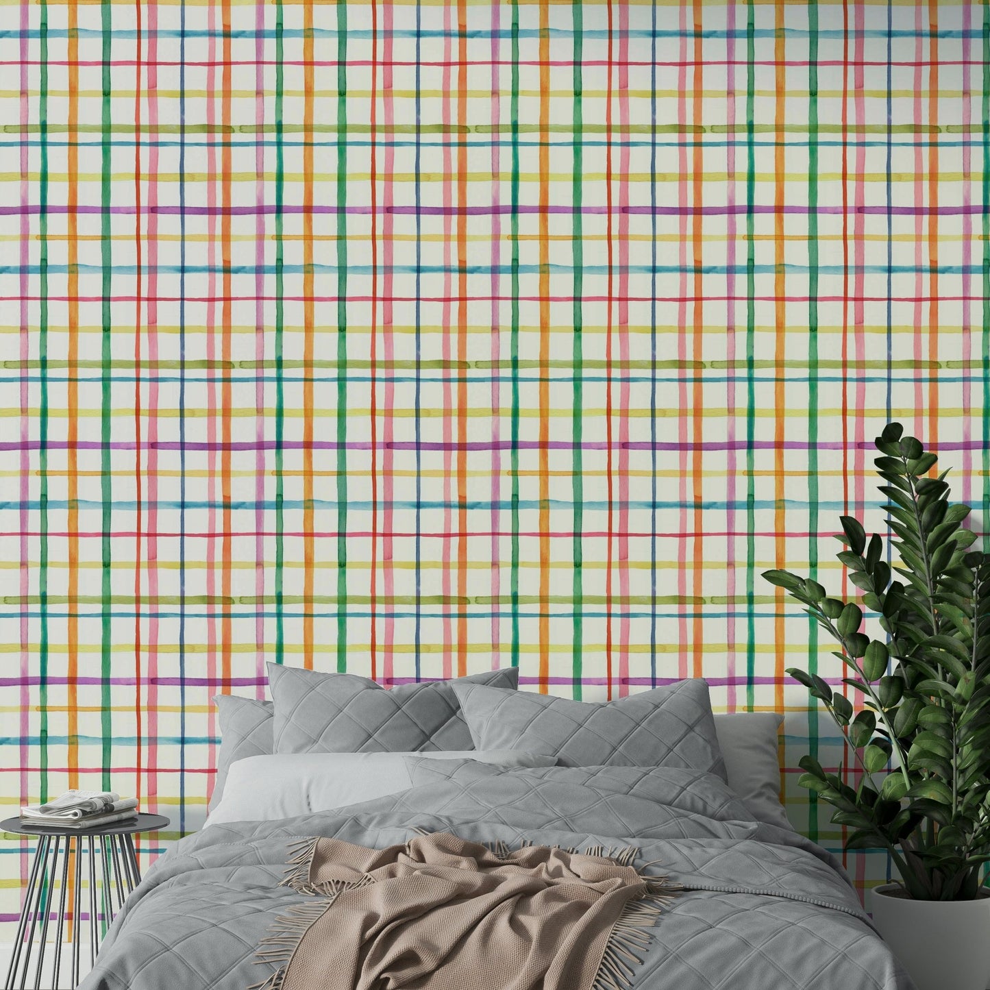Multicolor grid wallpaper mural

